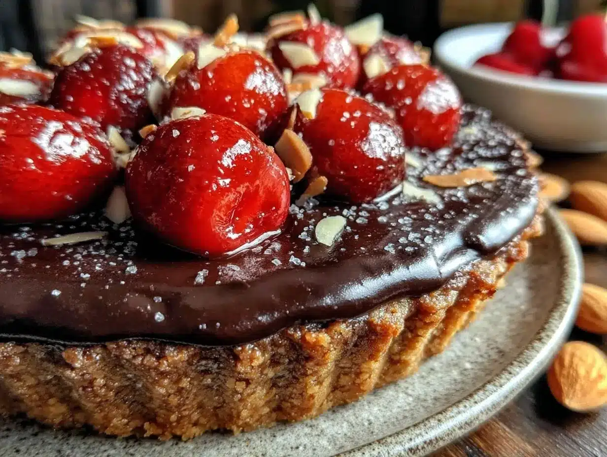 dark chocolate cherry almond tart preparation steps