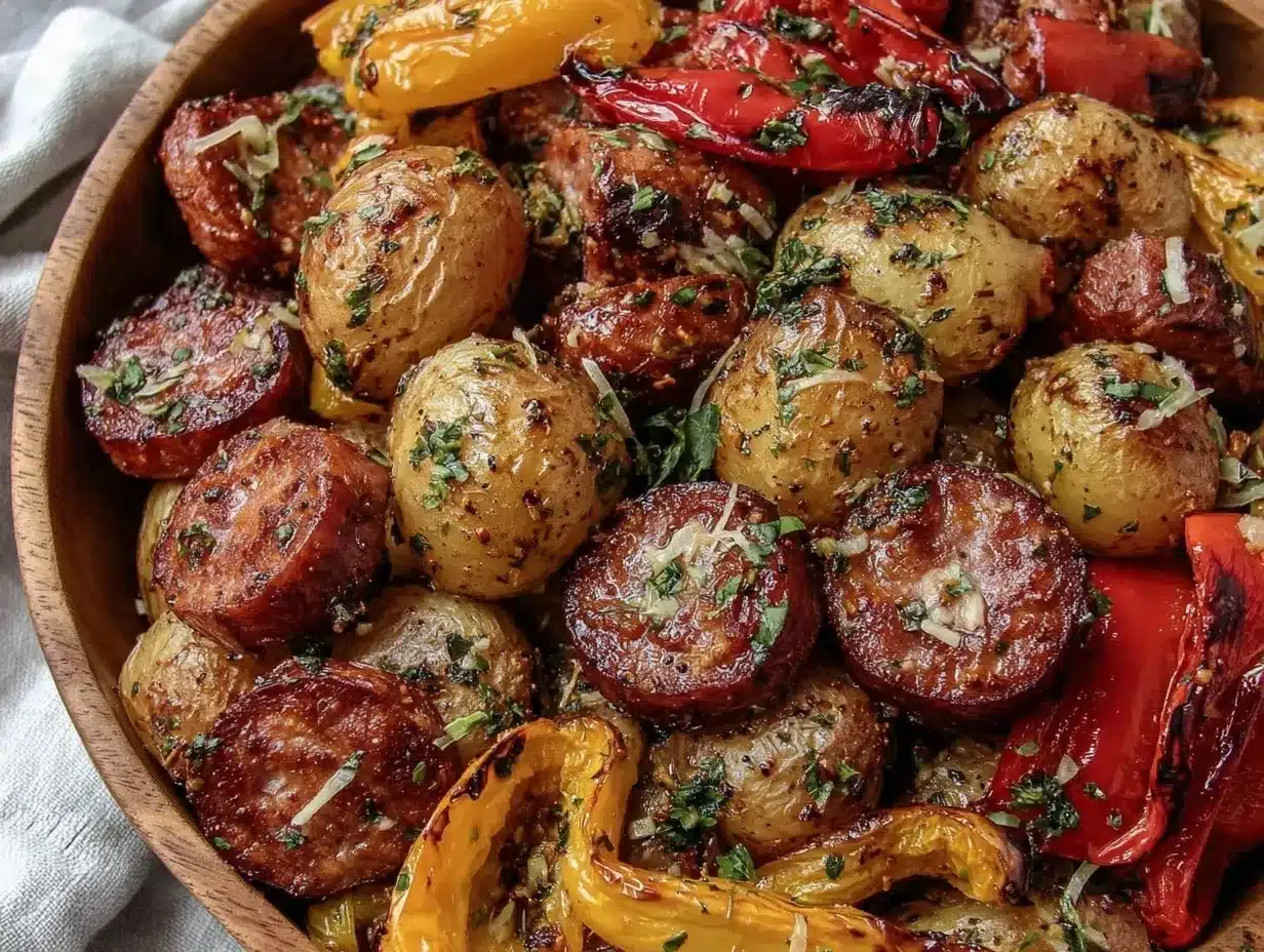 easy crispy sheet pan kielbasa preparation steps