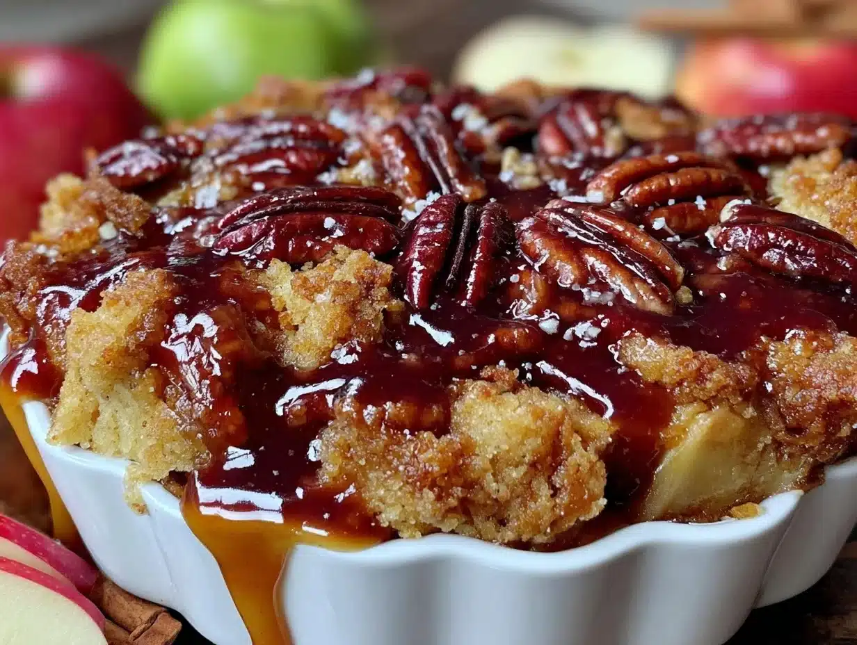 easy gooey caramel apple dump cake - featured image