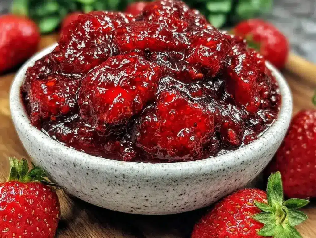 easy homemade strawberry freezer jam no pectin - featured image