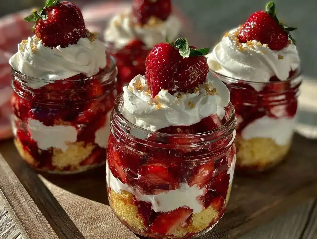 easy no bake strawberry shortcake trifle cups preparation steps