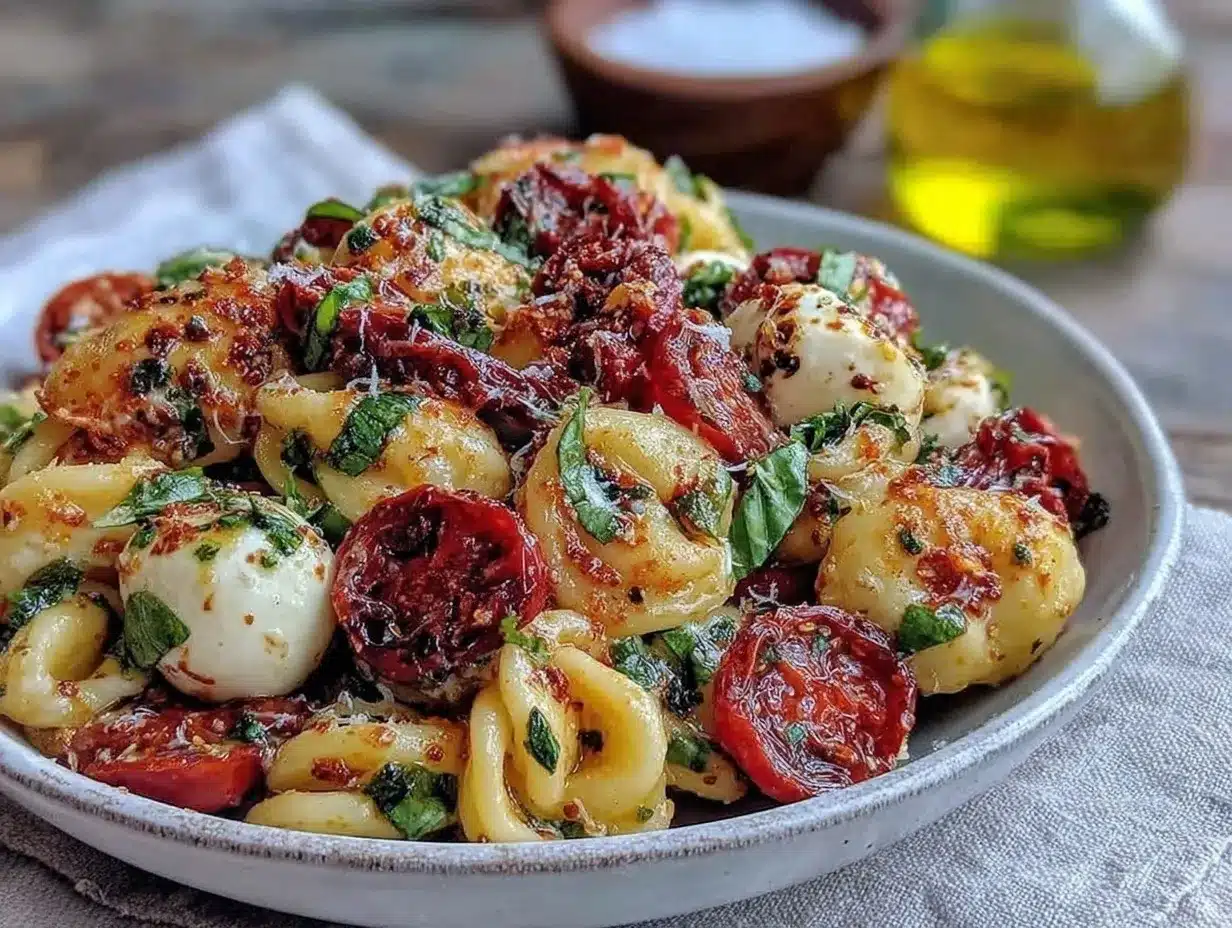 fresh caprese pasta salad preparation steps