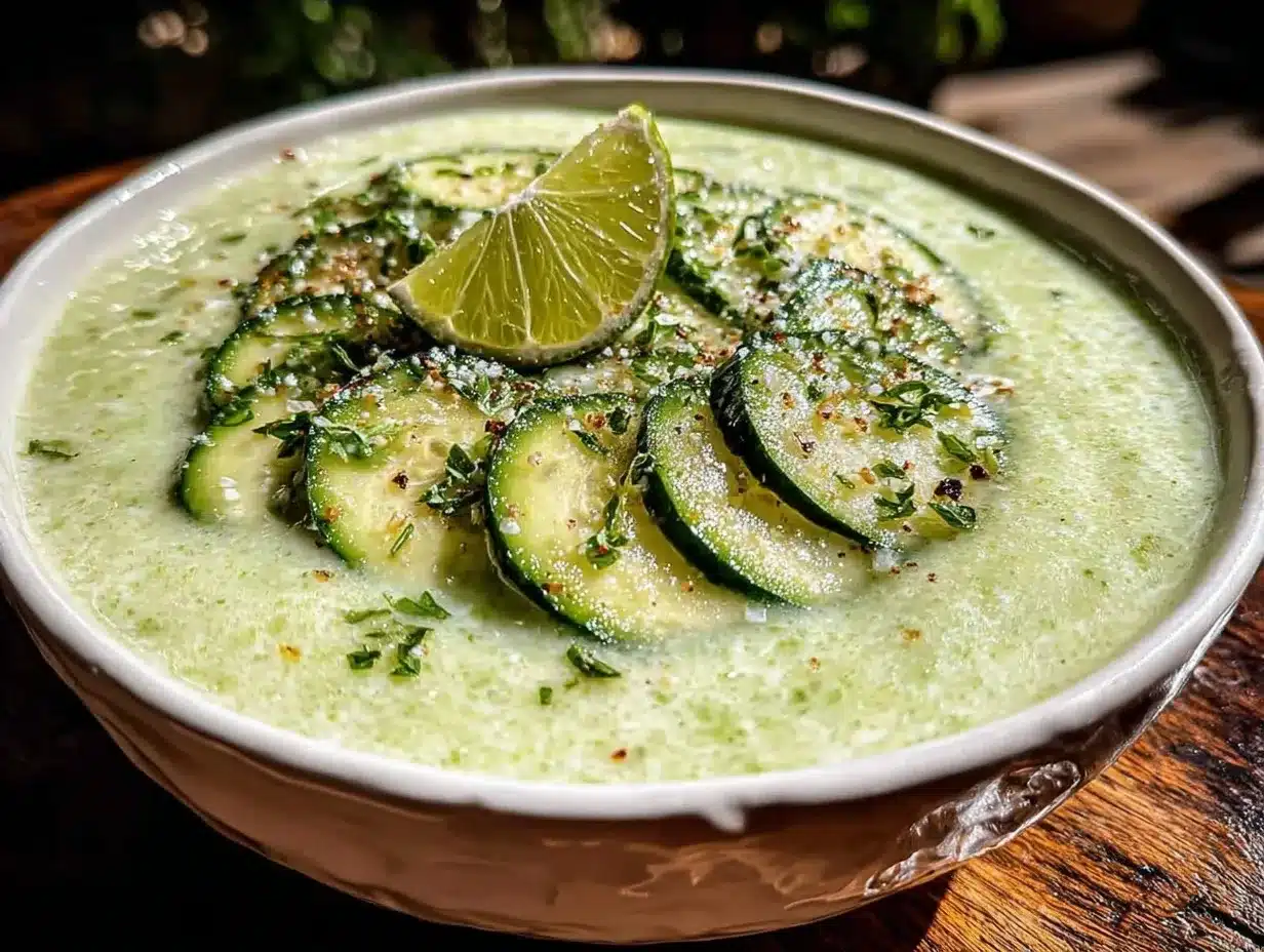 fresh chilled avocado cucumber soup preparation steps