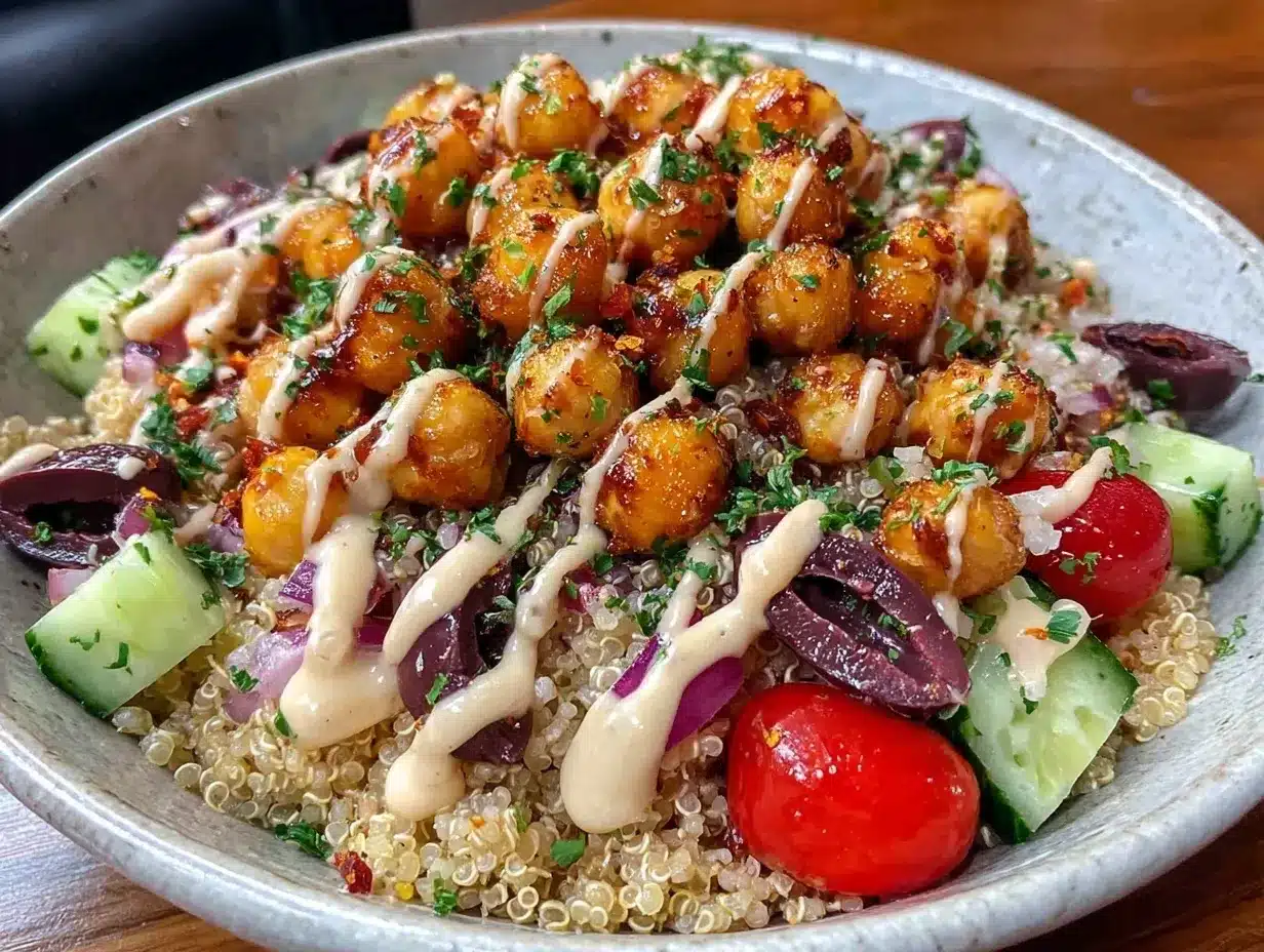 fresh mediterranean quinoa bowl preparation steps