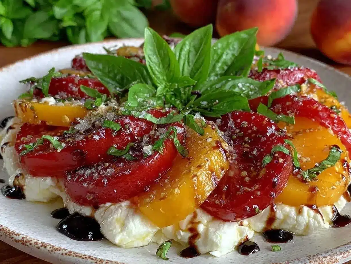 fresh peach caprese salad preparation steps