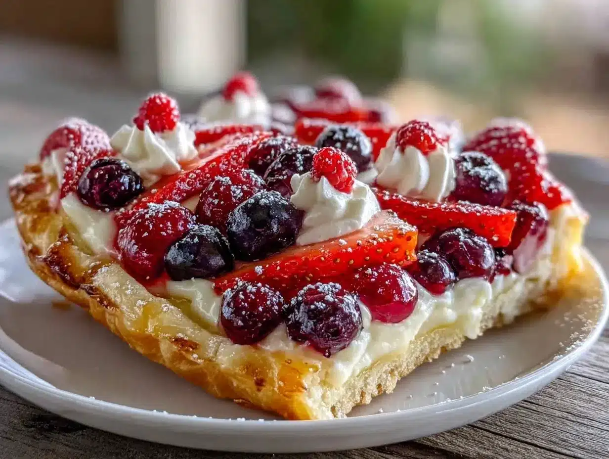 fresh red white and blue berry patriotic fruit pizza preparation steps