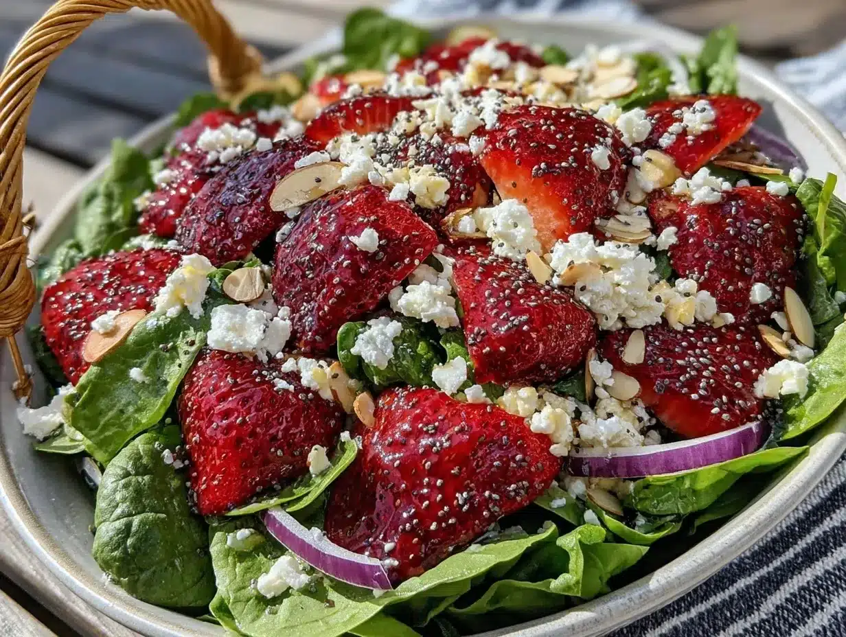fresh strawberry spinach salad preparation steps