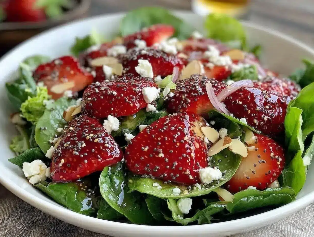 fresh strawberry spinach salad preparation steps