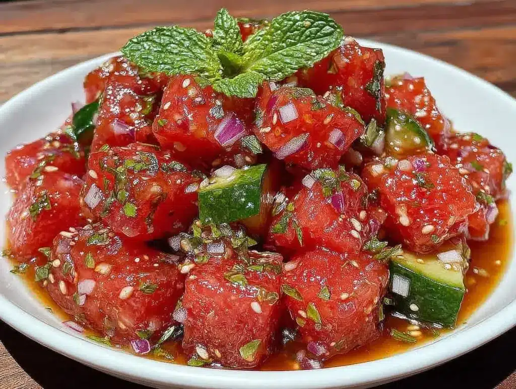 fresh watermelon cucumber salad - featured image