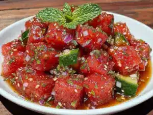 fresh watermelon cucumber salad - featured image