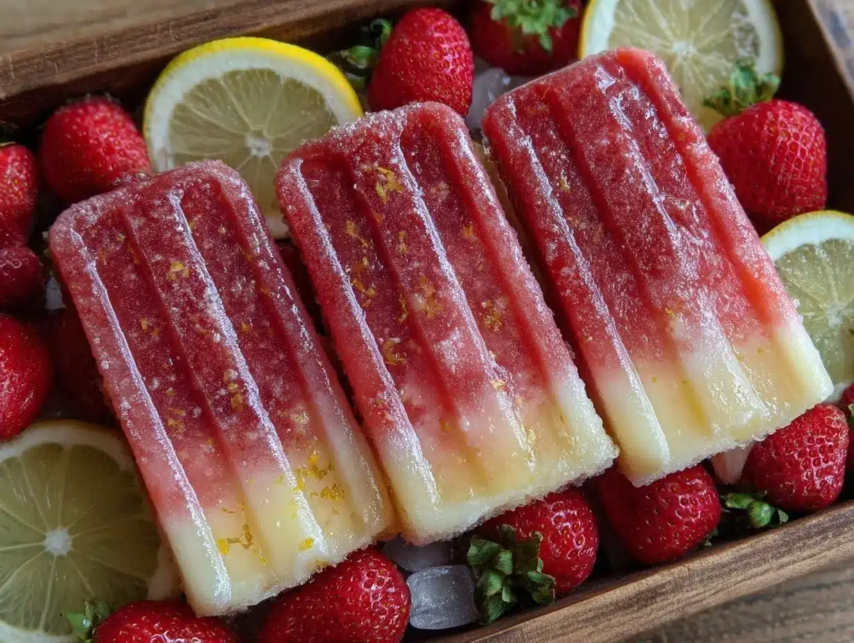 frozen strawberry lemonade popsicles preparation steps