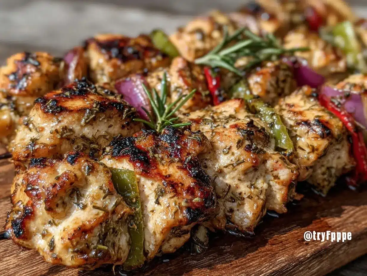 Greek lemon chicken souvlaki skewers preparation steps