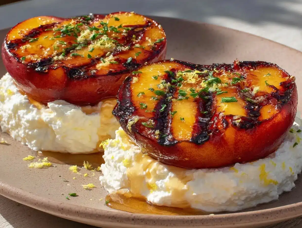 grilled peach halves with honey ricotta preparation steps