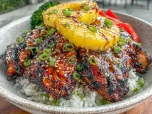 grilled pineapple chicken teriyaki bowls - featured image