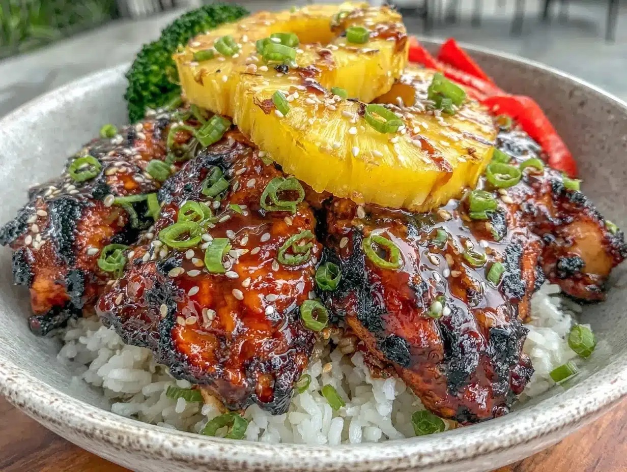 grilled pineapple chicken teriyaki bowls - featured image