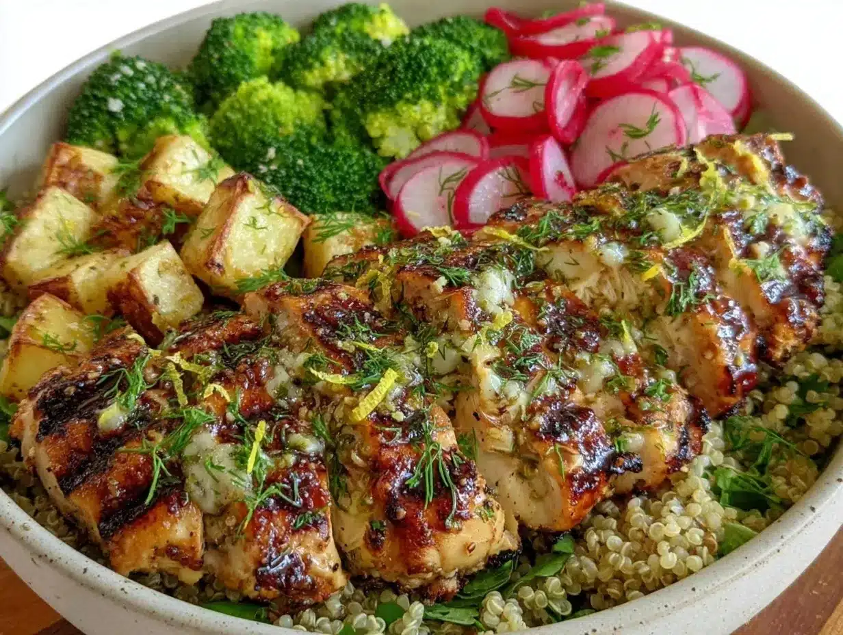 lemon herb grilled chicken power bowls preparation steps