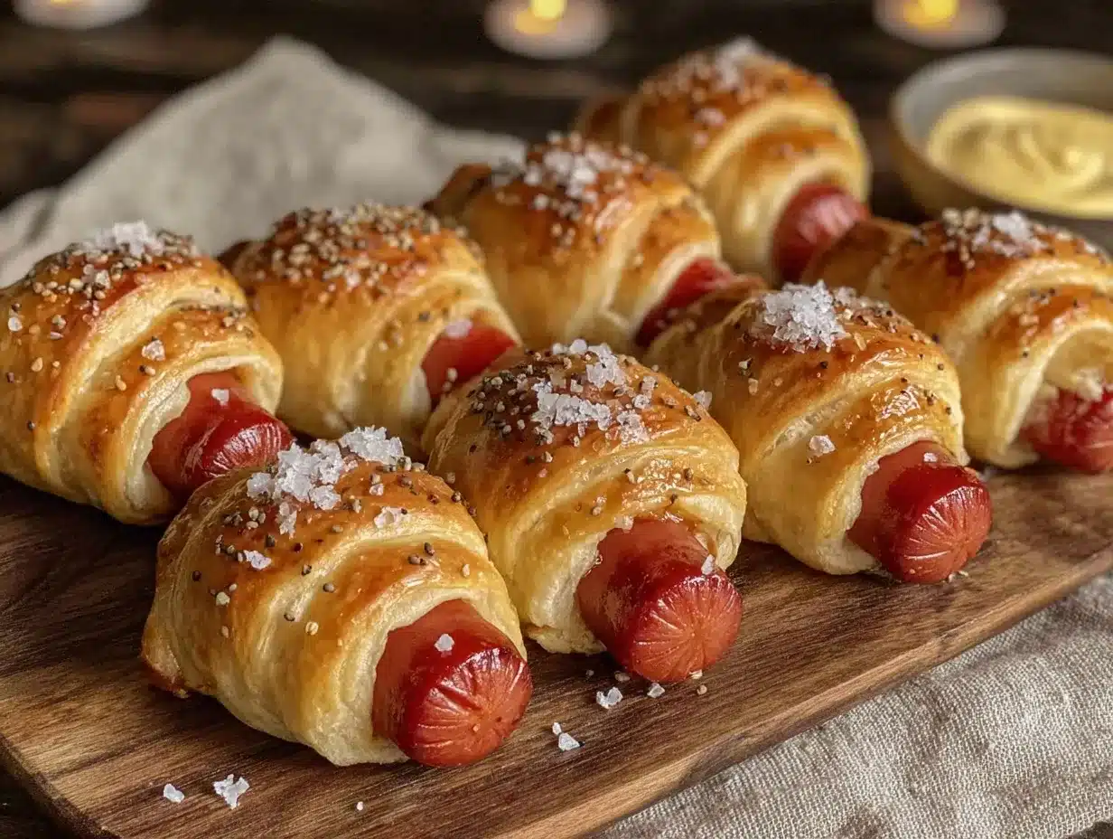 mini hot dogs in crescent roll blankets preparation steps