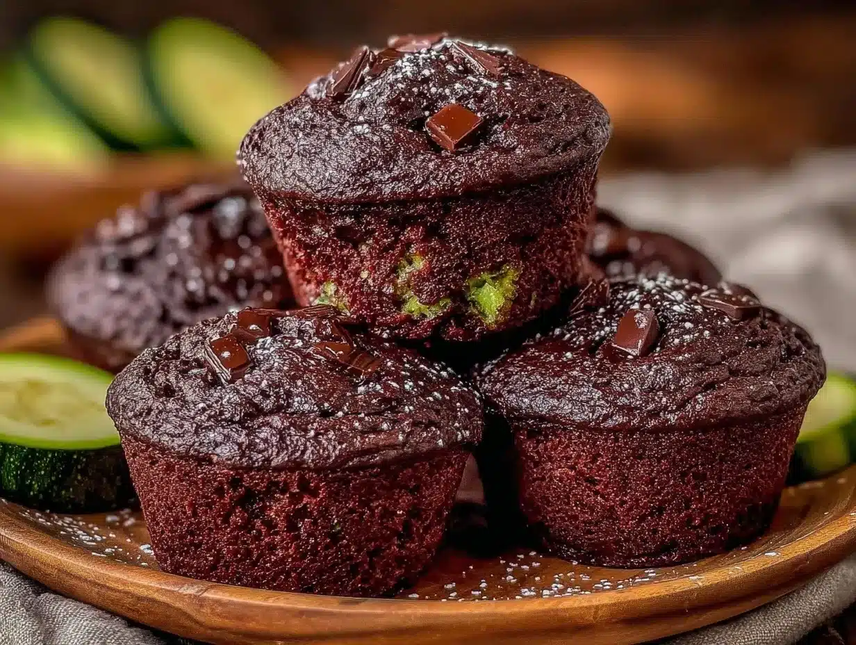 moist double chocolate zucchini muffins preparation steps