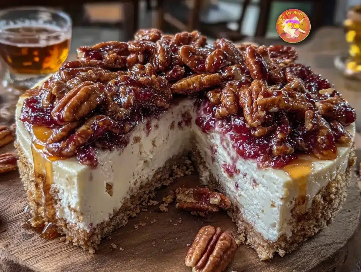 no-bake bourbon pecan praline cheesecake preparation steps