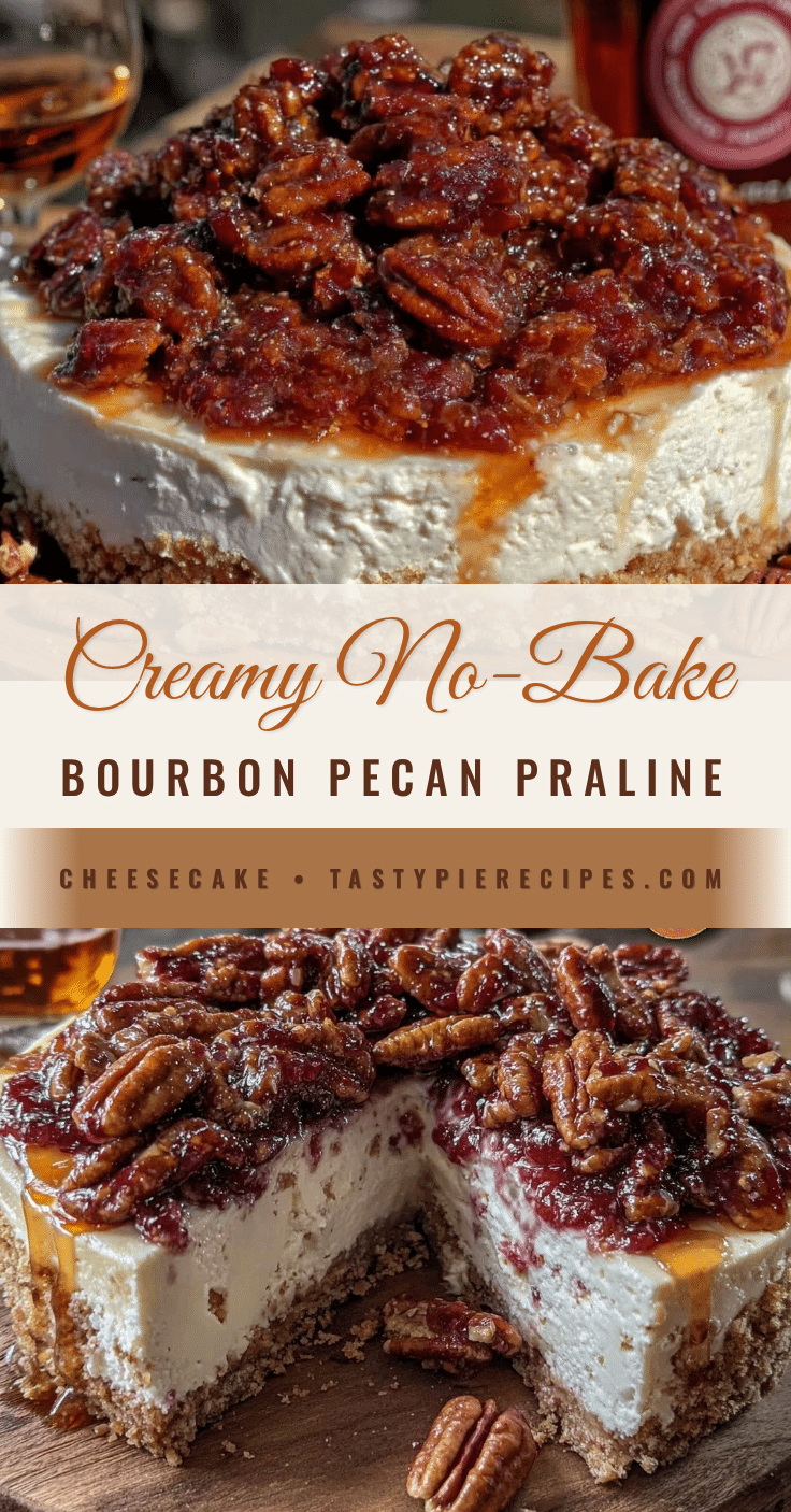 no-bake bourbon pecan praline cheesecake recipe