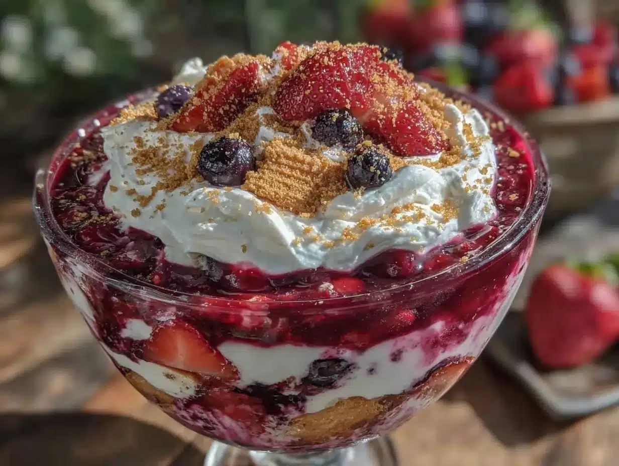 no bake red white and blue berry trifle preparation steps