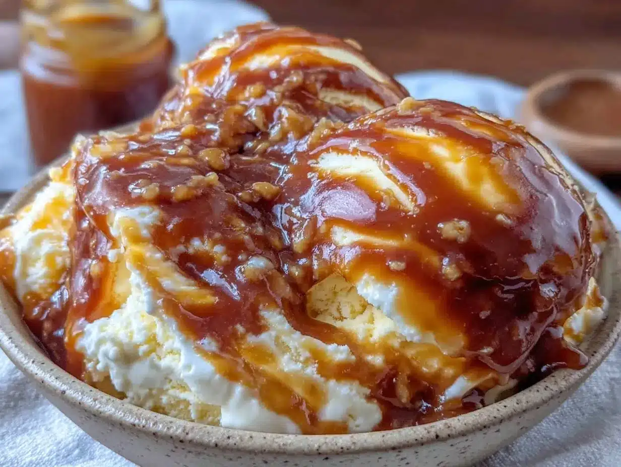 no-churn salted caramel swirl ice cream preparation steps