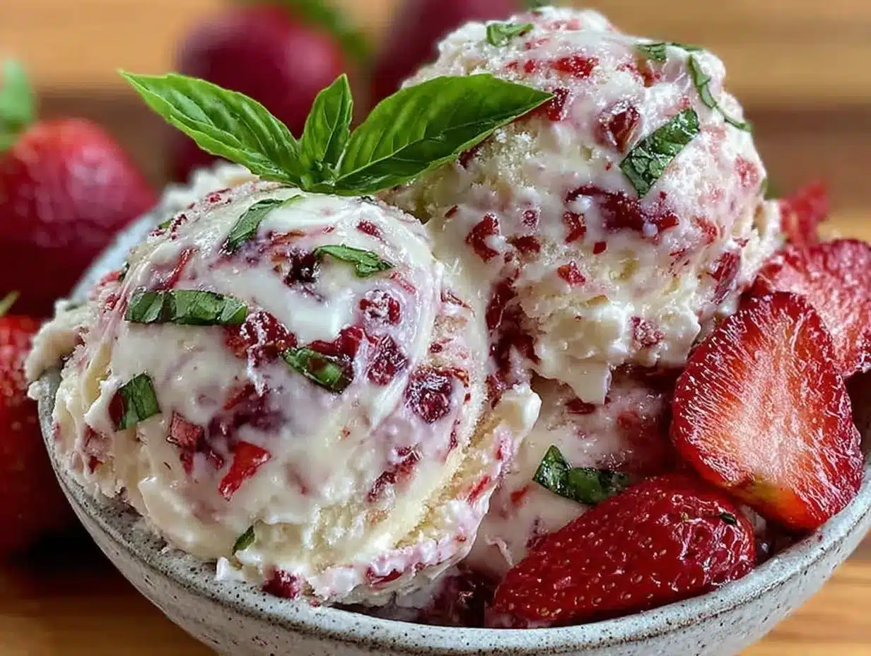 no-churn strawberry basil gelato preparation steps