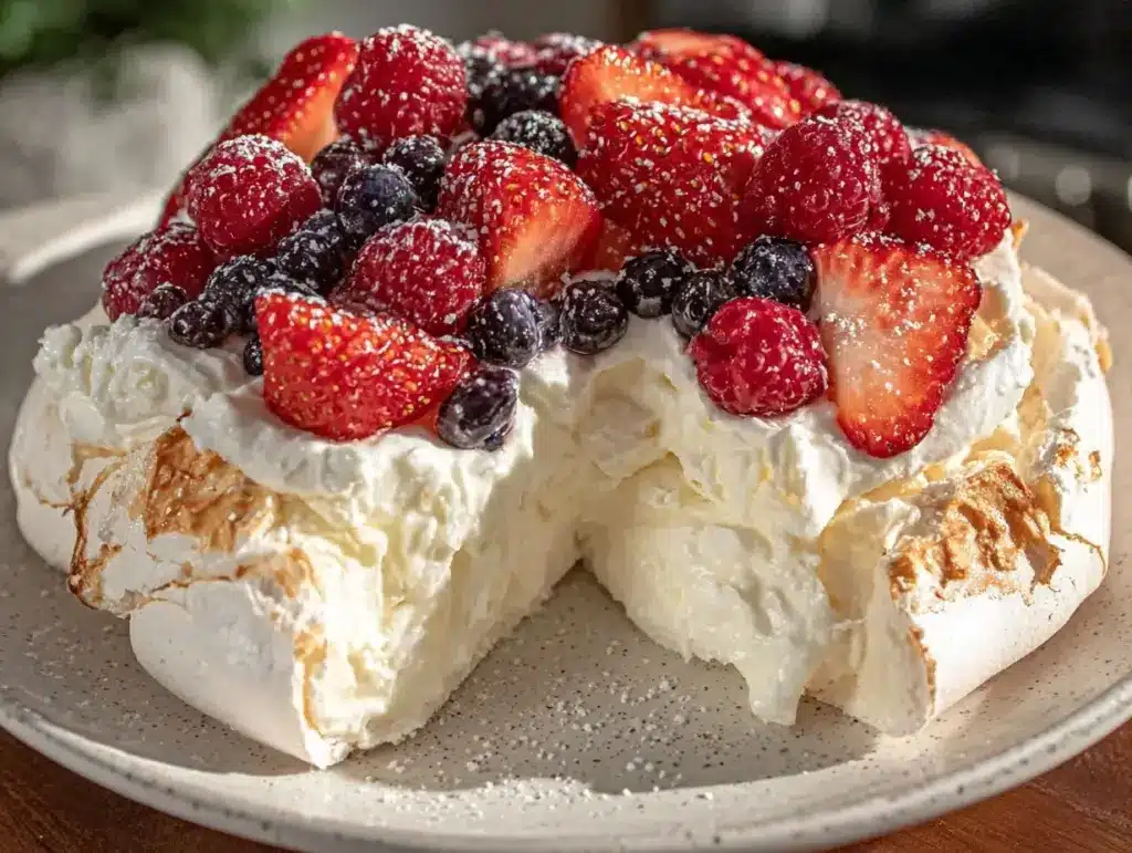 patriotic berry pavlova - featured image