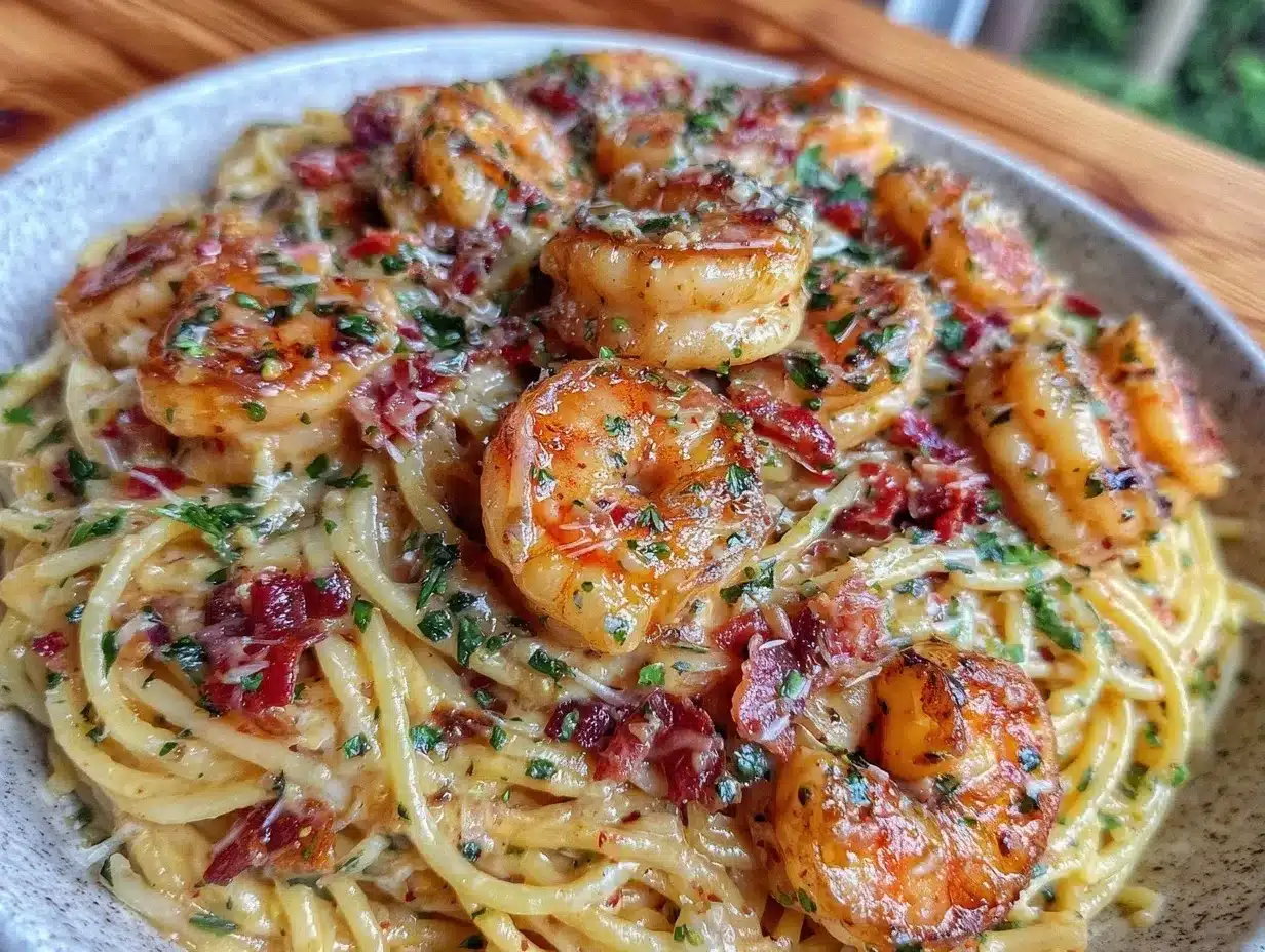 quick creamy garlic butter shrimp pasta preparation steps