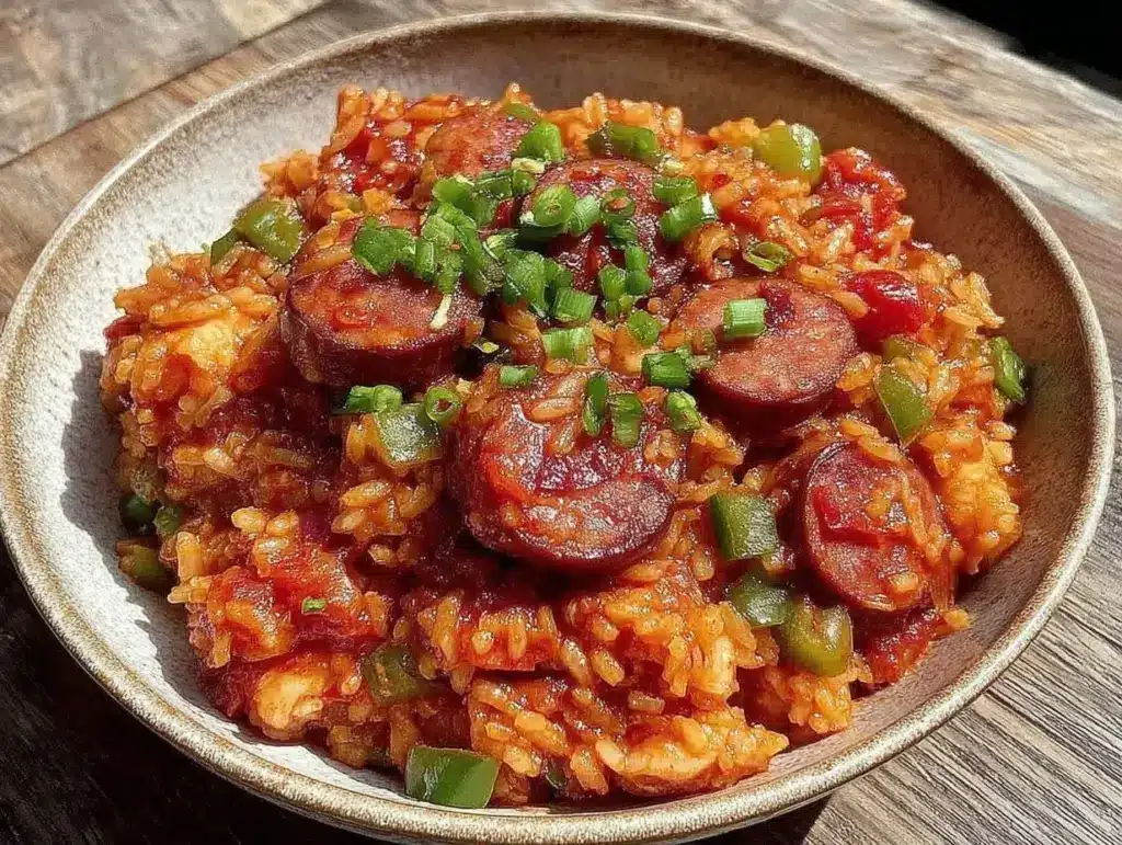 quick smoky kielbasa jambalaya - featured image