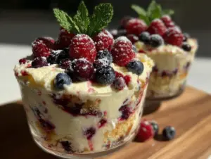 red white and blue berry trifle - featured image