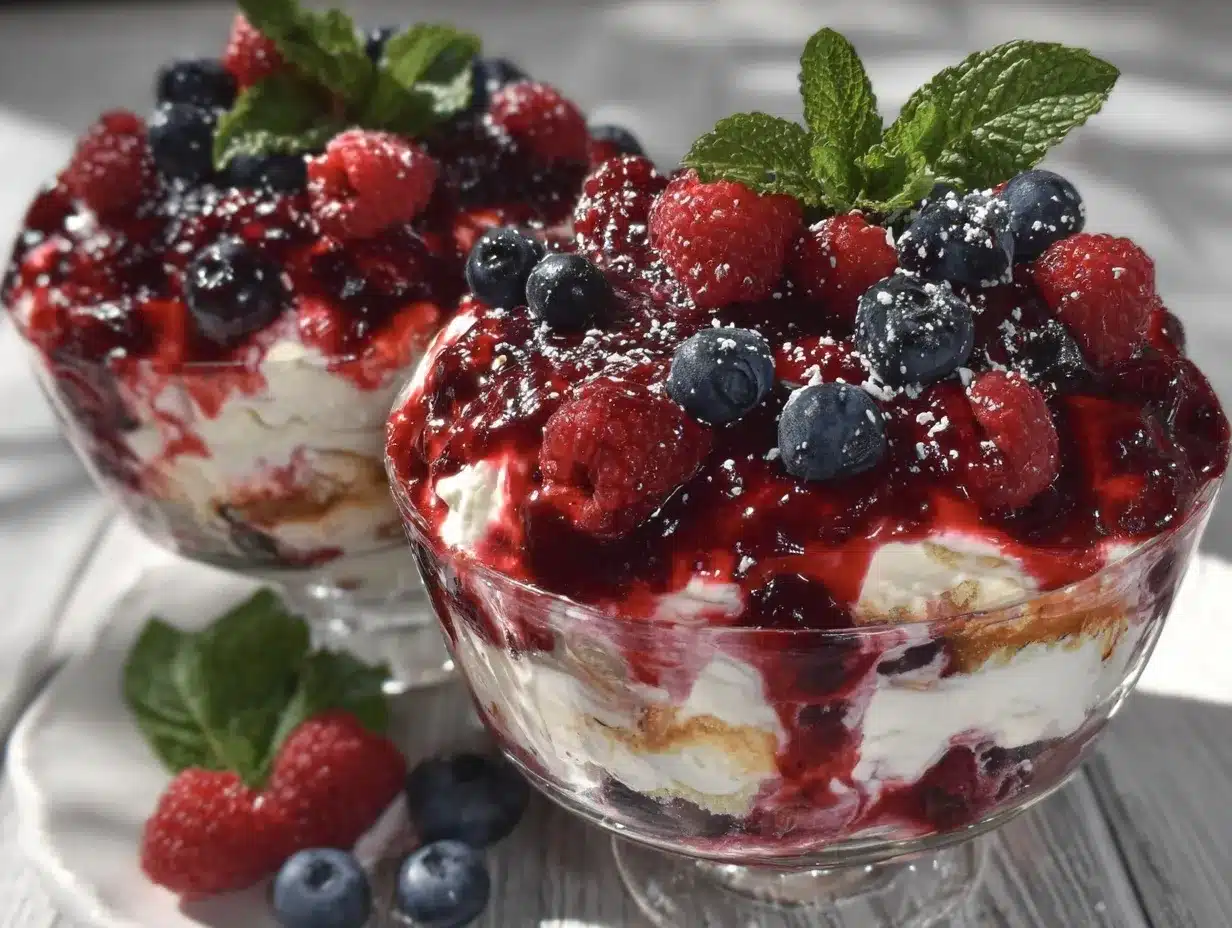 red white and blue berry trifle preparation steps