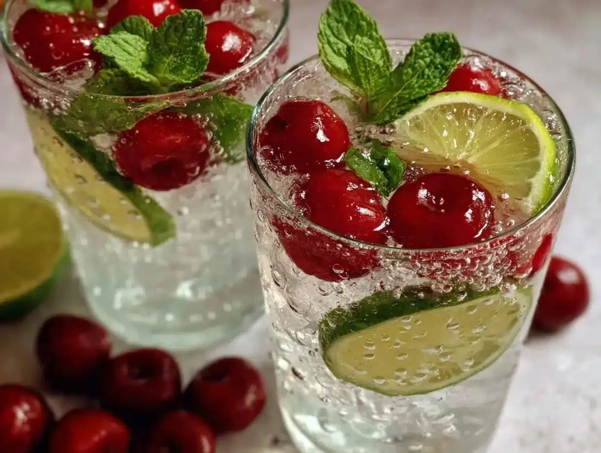 Refreshing Cherry Lime Vodka Spritzer preparation steps