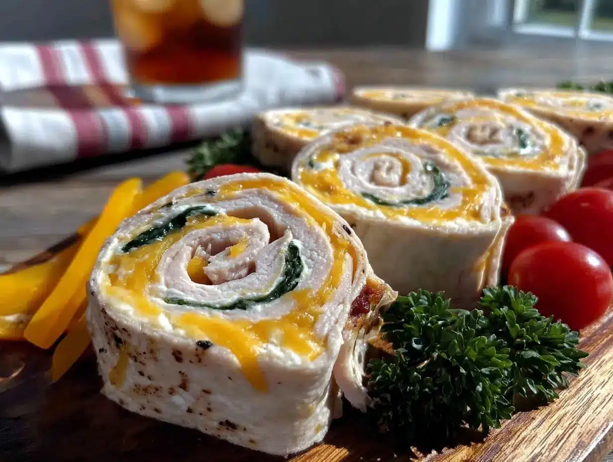 turkey and cheese pinwheel wraps preparation steps
