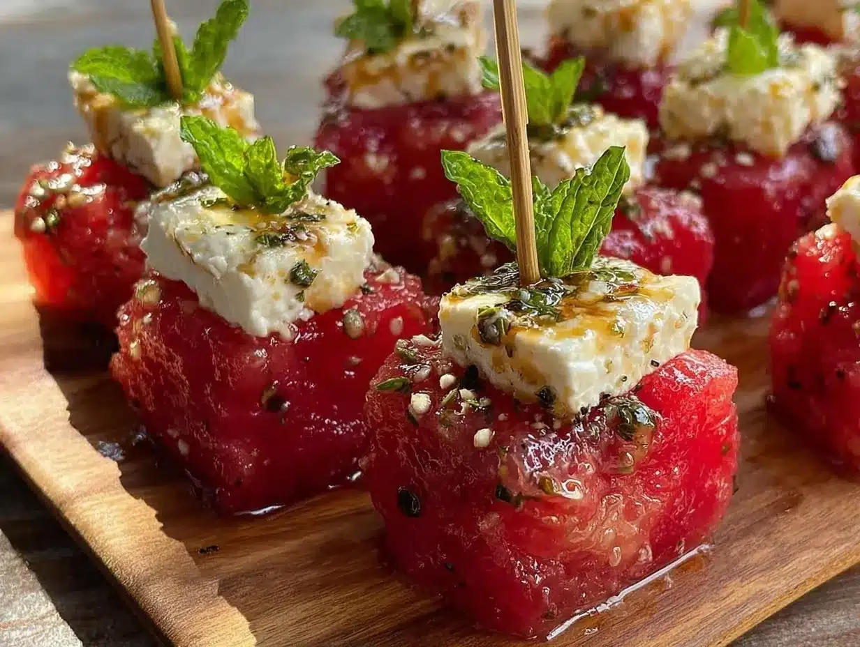 watermelon feta mint bites preparation steps