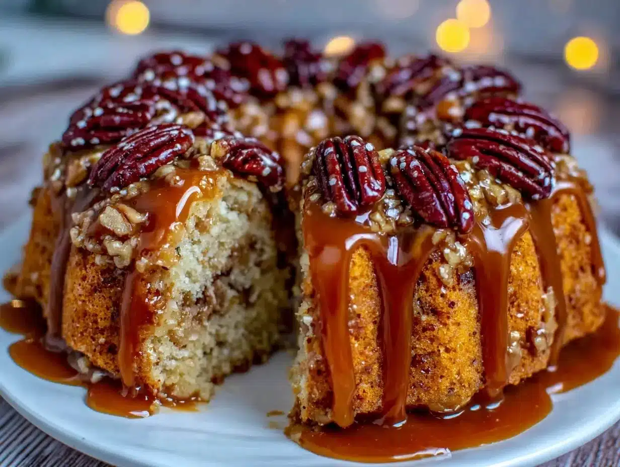 whiskey caramel pecan bundt cake preparation steps