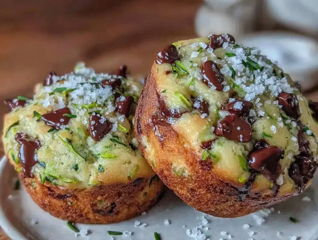 brown butter chocolate chip zucchini muffins - featured image