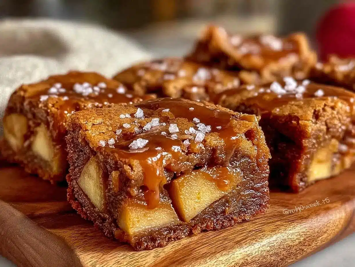 brown butter salted caramel apple blondies - featured image