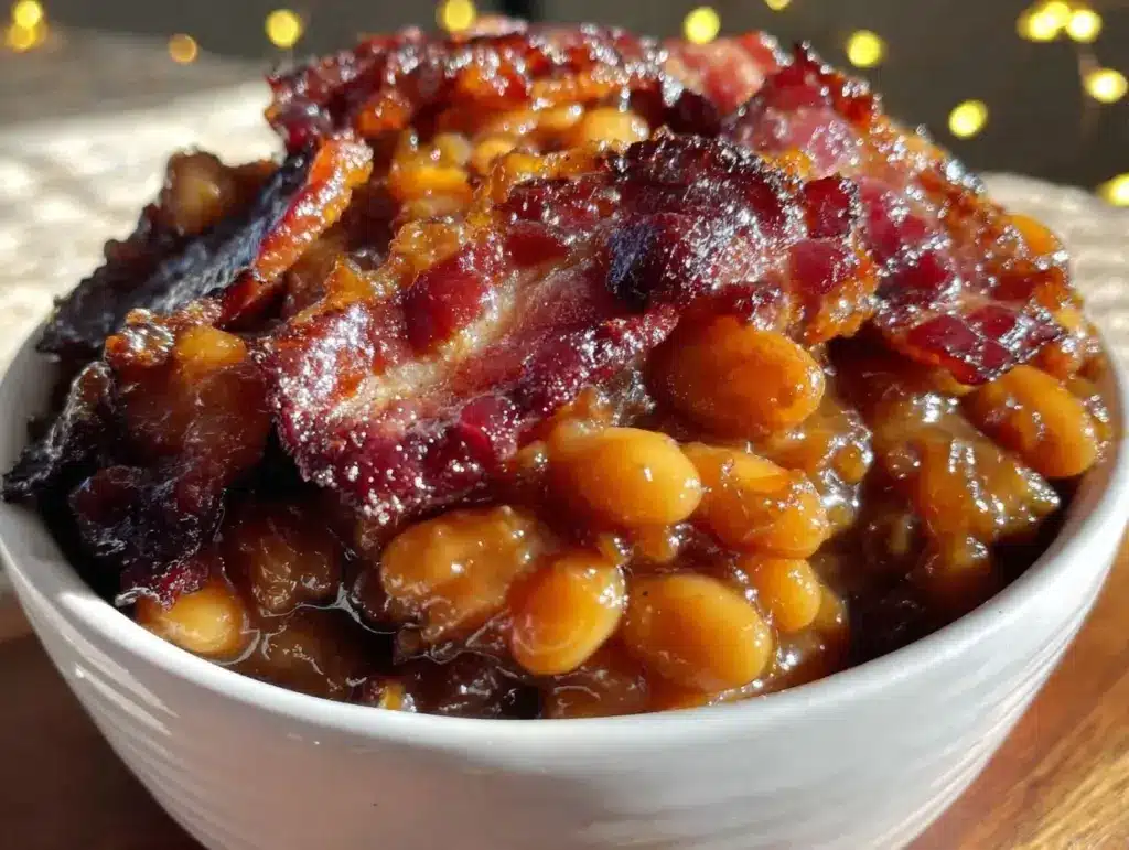 brown sugar bourbon baked beans - featured image