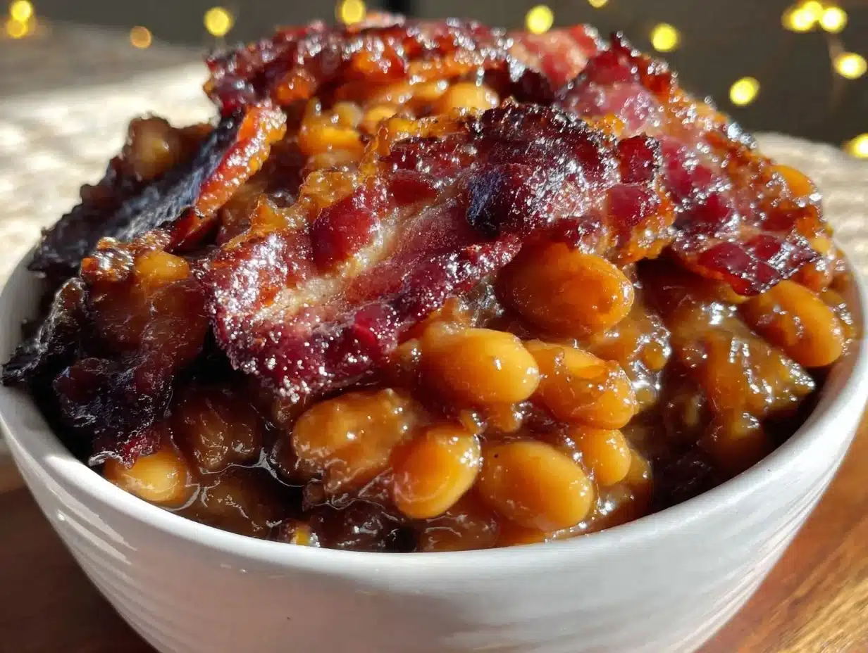 brown sugar bourbon baked beans - featured image