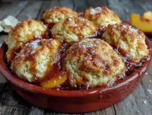 brown sugar peach cobbler - featured image