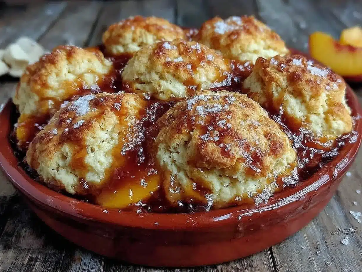 brown sugar peach cobbler - featured image