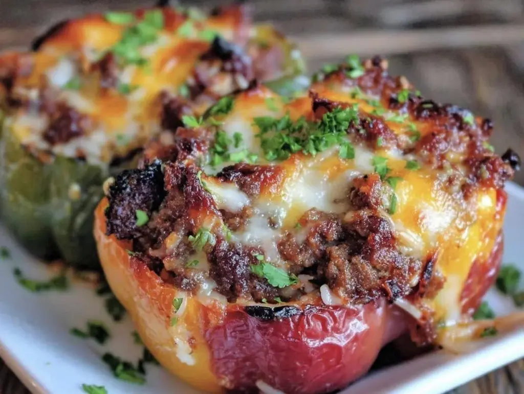 cheesy stuffed bell peppers recipe - featured image