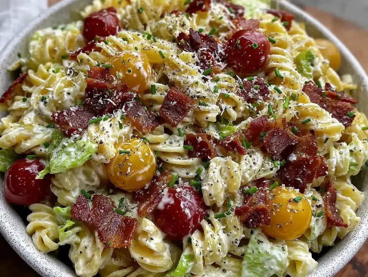 creamy BLT pasta salad preparation steps