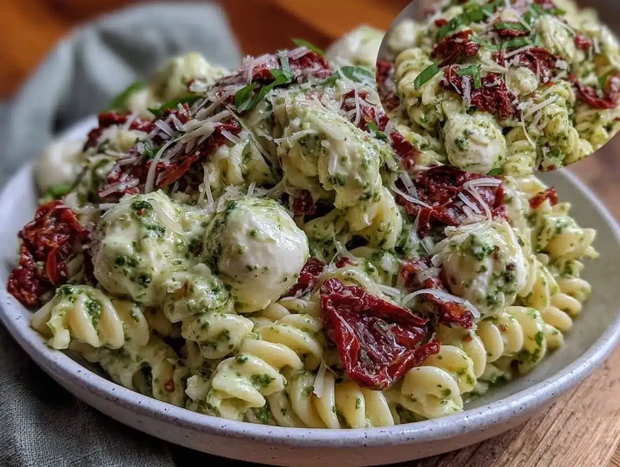 creamy pesto pasta salad preparation steps