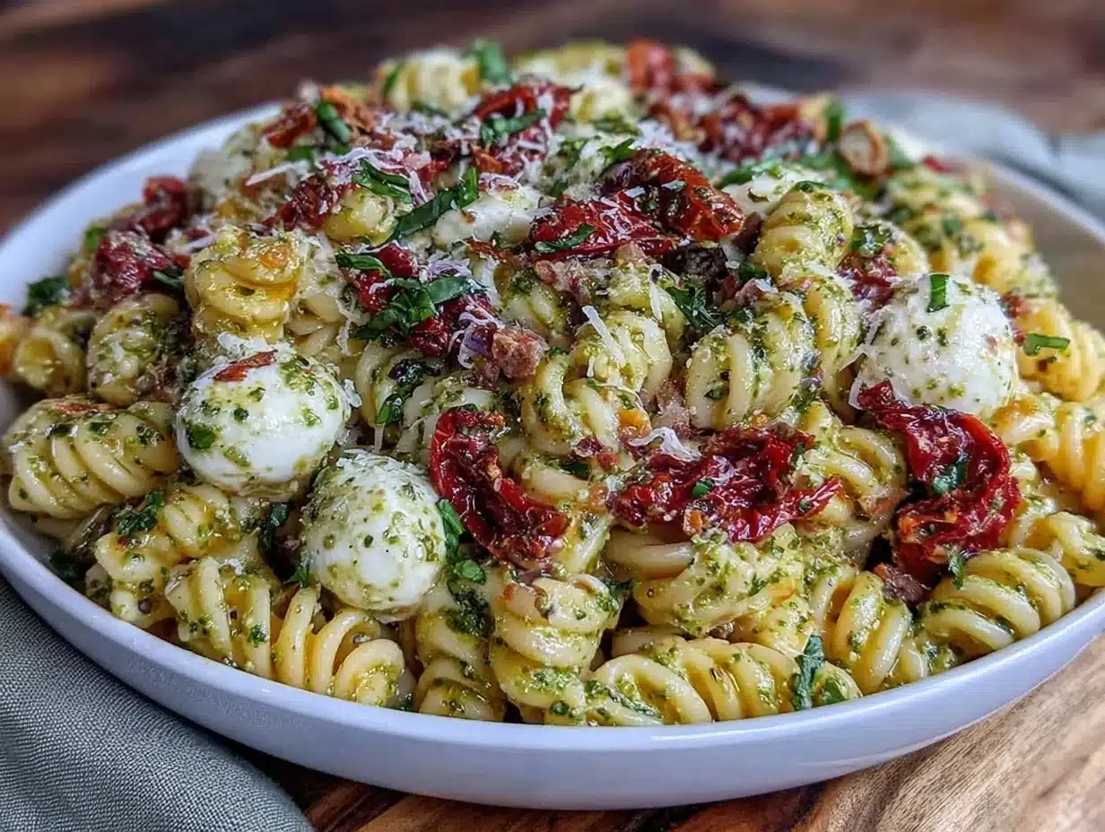 creamy pesto pasta salad - featured image