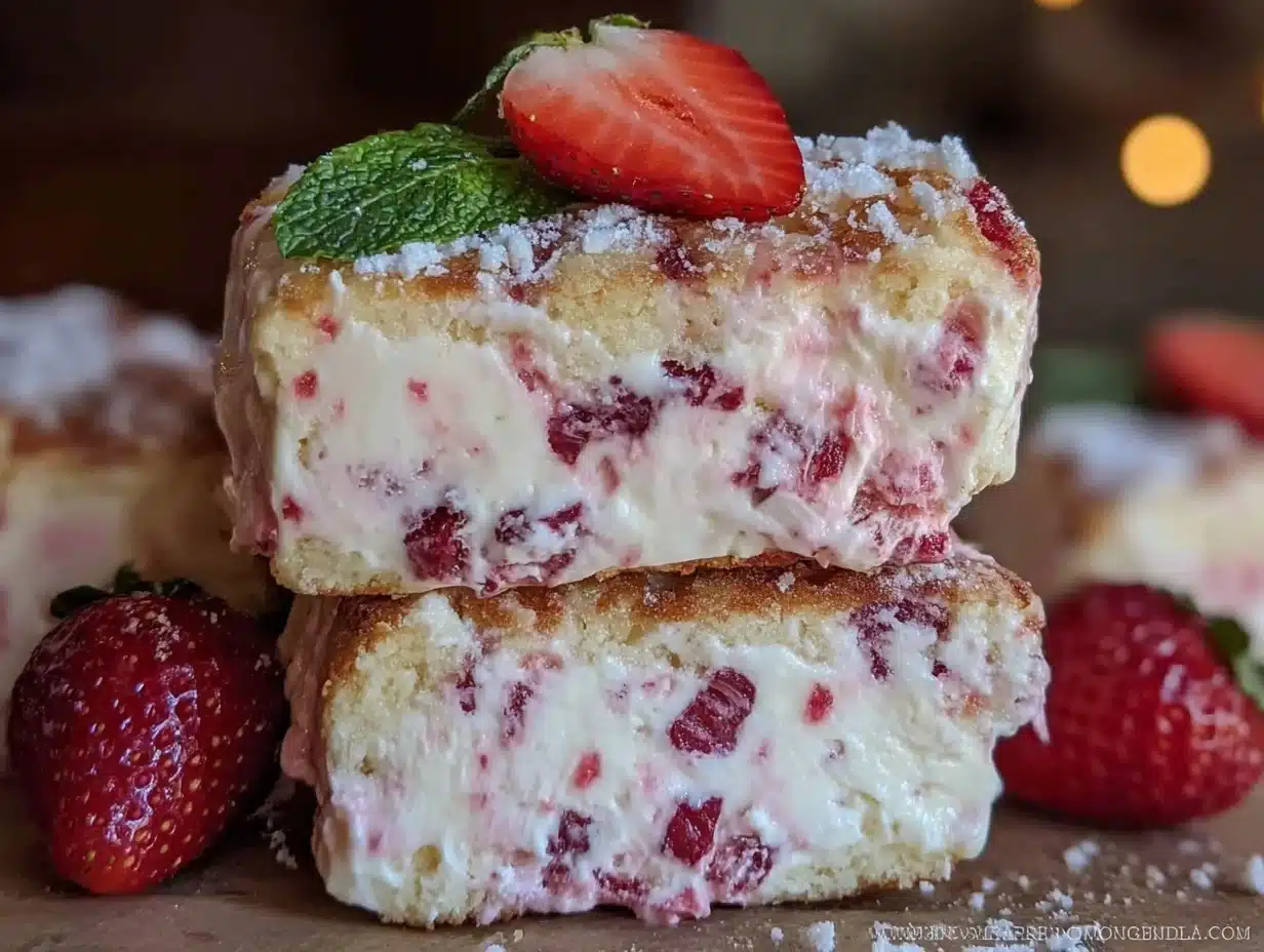 creamy strawberry shortcake ice cream bars - featured image