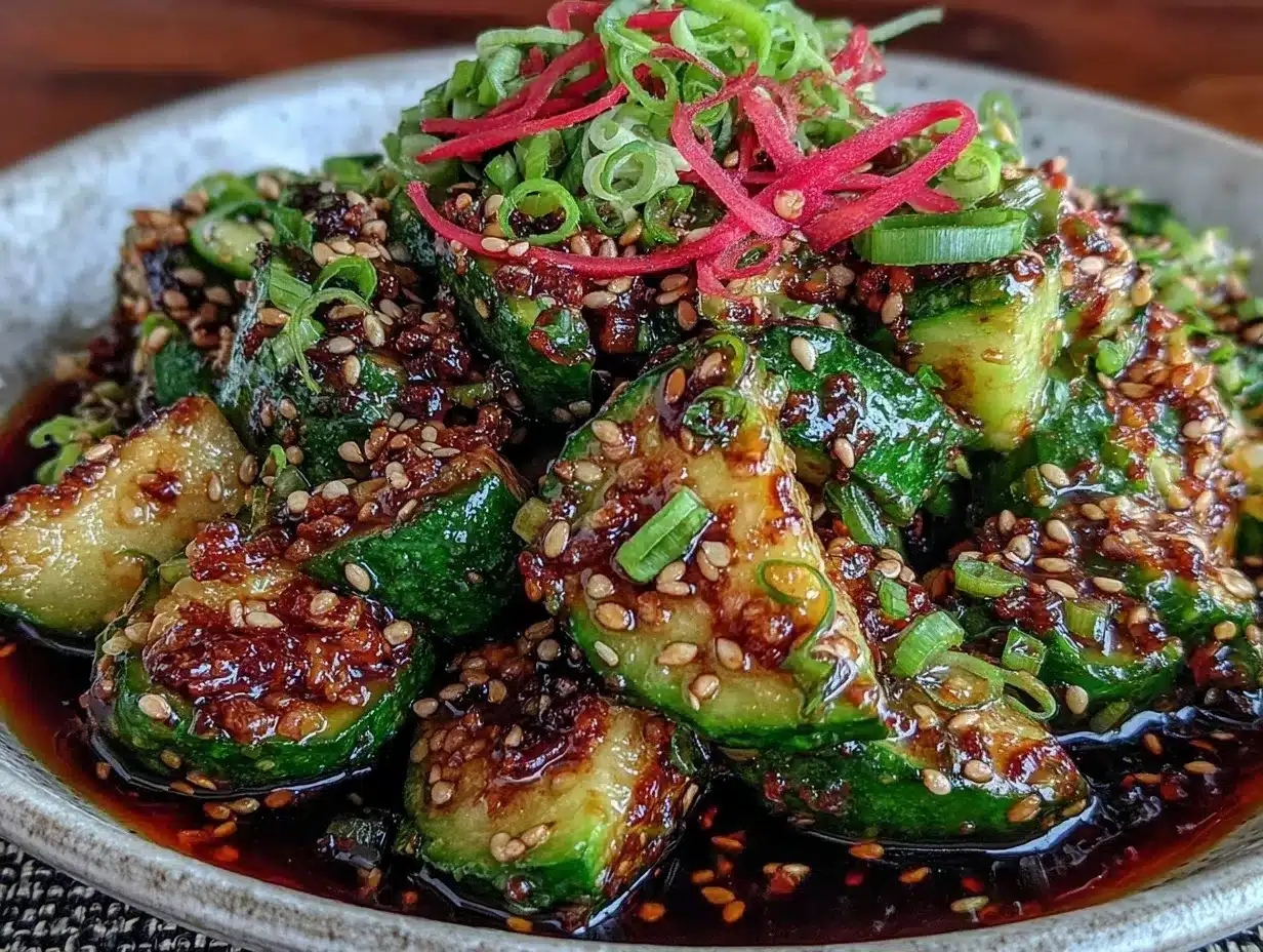 crispy asian sesame smashed cucumber salad preparation steps