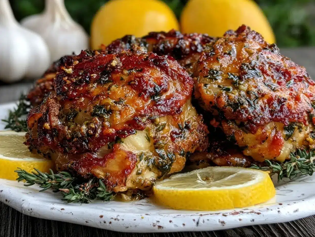 crispy baked garlic butter chicken thighs preparation steps