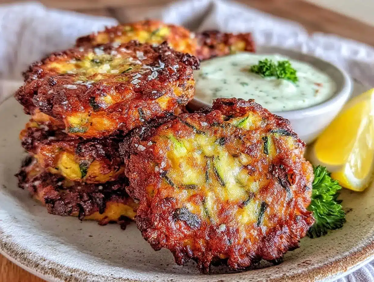 crispy garlic parmesan zucchini fritters preparation steps